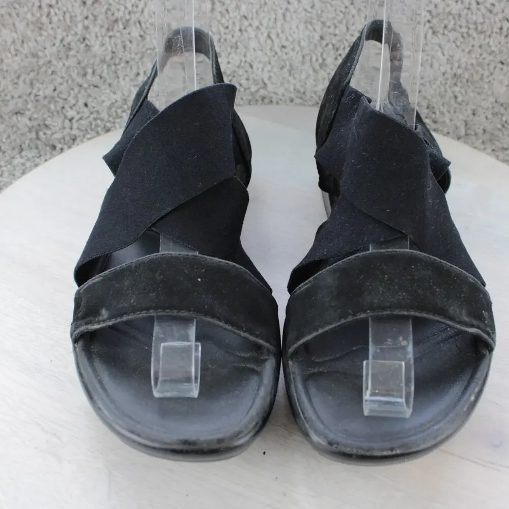 Skechers Luxe Foam Black Elastic Slingback Platform Sandals Womens 6.5